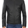 Black Cowhide Real Leather Jacket For Men's