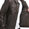 Dark Brown Real Cowhide Leather Jacket For Men's