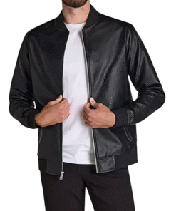 Men's Black Bomber Leather Jacket