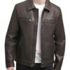Men's Cowhide Dark Brown Leather Jacket