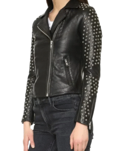 Women's Lambskin Black Studded Biker Jacket