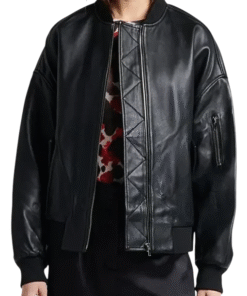 Women’s MA-1 Black Bomber Leather Jacket